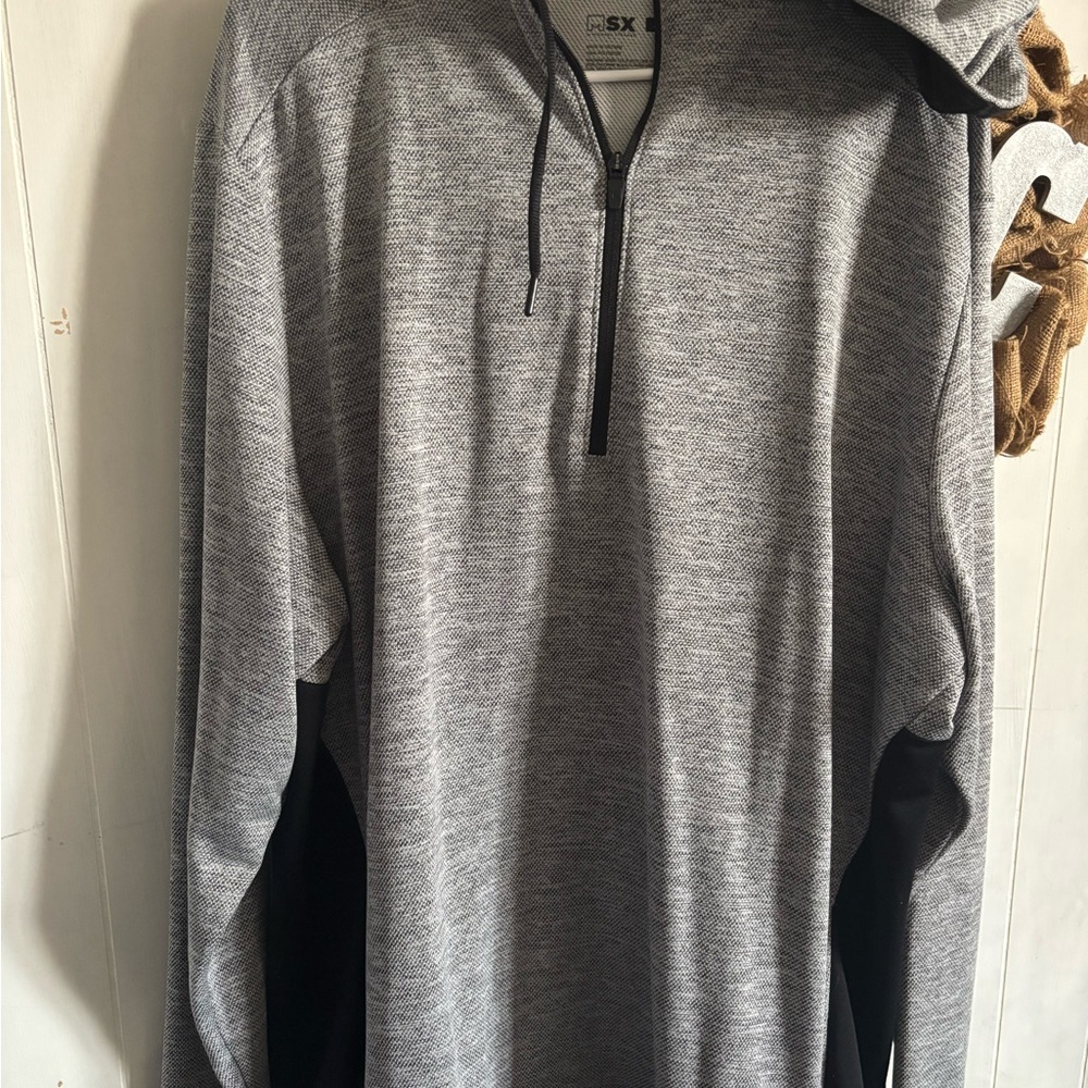 Gray and Black Hooded Pullover